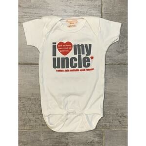 Sara Kety Baby Boy Girl White Bodysuit Romper I Love My Uncle One Piece 6-12M